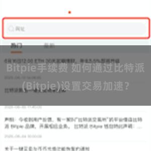 Bitpie手续费 如何通过比特派(Bitpie)设置交易加速？