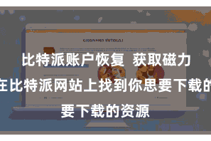 比特派账户恢复  获取磁力延续在比特派网站上找到你思要下载的资源